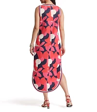FRANCES VALENTINE Selena Poly Blend Kaleidoscope Print Scoop Neck Sleeveless Midi Dress