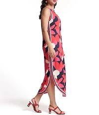 FRANCES VALENTINE Selena Poly Blend Kaleidoscope Print Scoop Neck Sleeveless Midi Dress