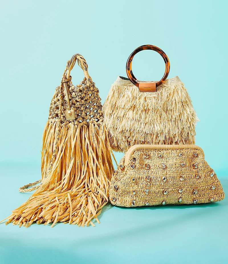 FRANCES VALENTINE Shaggy Tortoise Ring Handle Fringe Satchel Bag