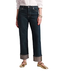 FRANCES VALENTINE Smarty Cuff Denim High Rise Straight Leg Jeans