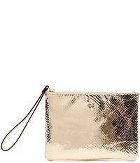 FRANCES VALENTINE Snake Embossed Metallic Leather Wristlet