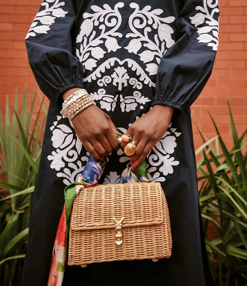 FRANCES VALENTINE Straw Bunny Basket Bag