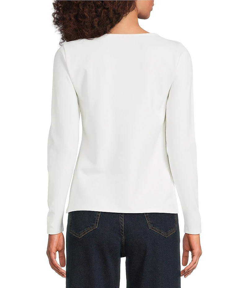 FRANCES VALENTINE Stretch Knit Crew Neck Long Sleeve Ballet Top