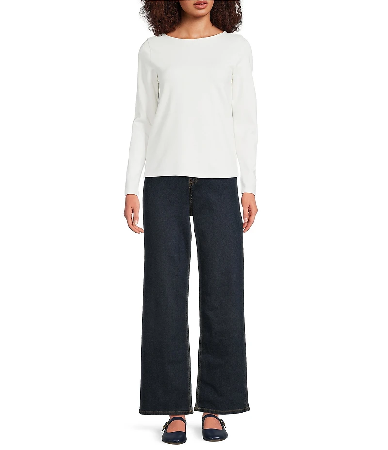 FRANCES VALENTINE Stretch Knit Crew Neck Long Sleeve Ballet Top