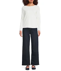 FRANCES VALENTINE Stretch Knit Crew Neck Long Sleeve Ballet Top