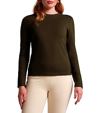 FRANCES VALENTINE Stretch Knit Crew Neck Long Sleeve Ballet Top