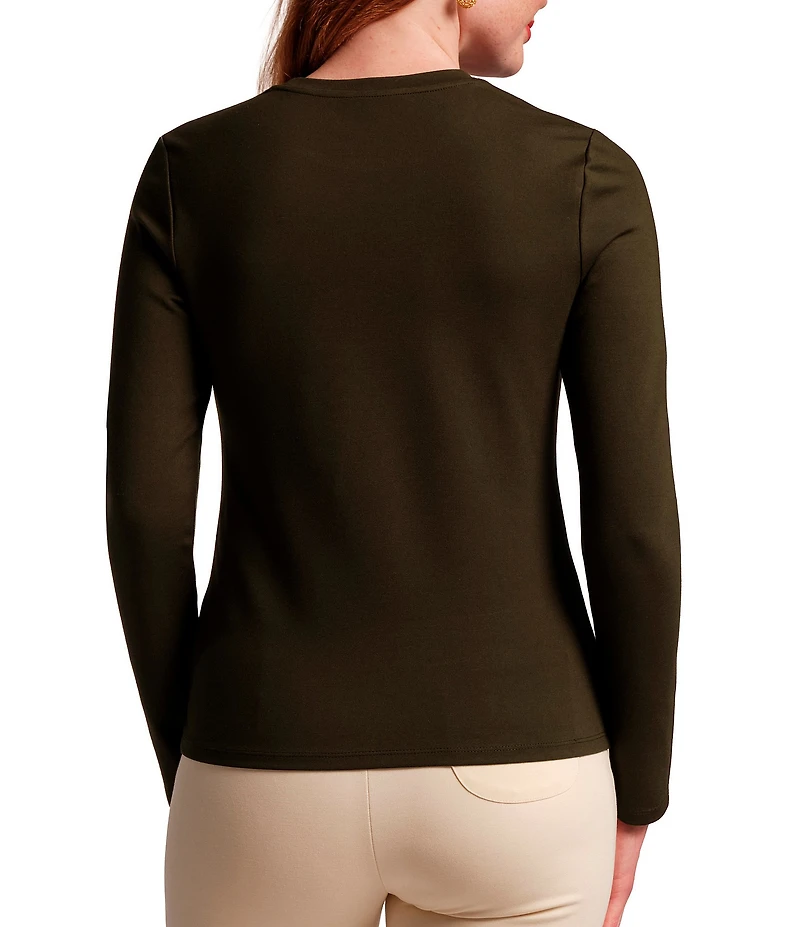 FRANCES VALENTINE Stretch Knit Crew Neck Long Sleeve Ballet Top