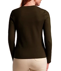 FRANCES VALENTINE Stretch Knit Crew Neck Long Sleeve Ballet Top