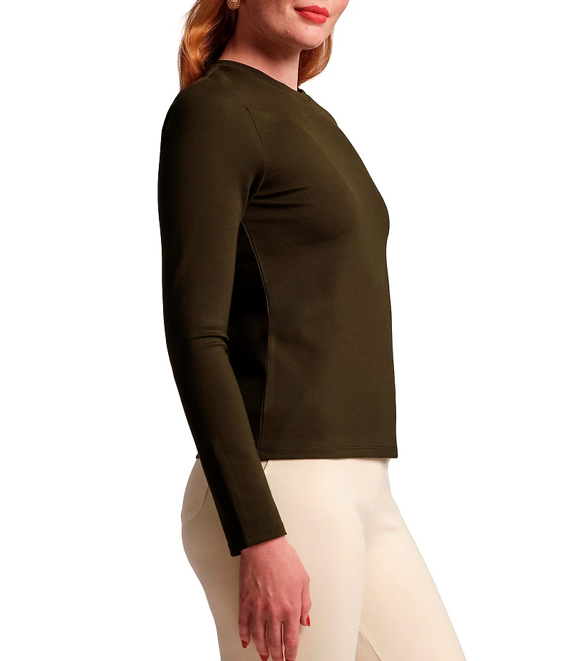 FRANCES VALENTINE Stretch Knit Crew Neck Long Sleeve Ballet Top