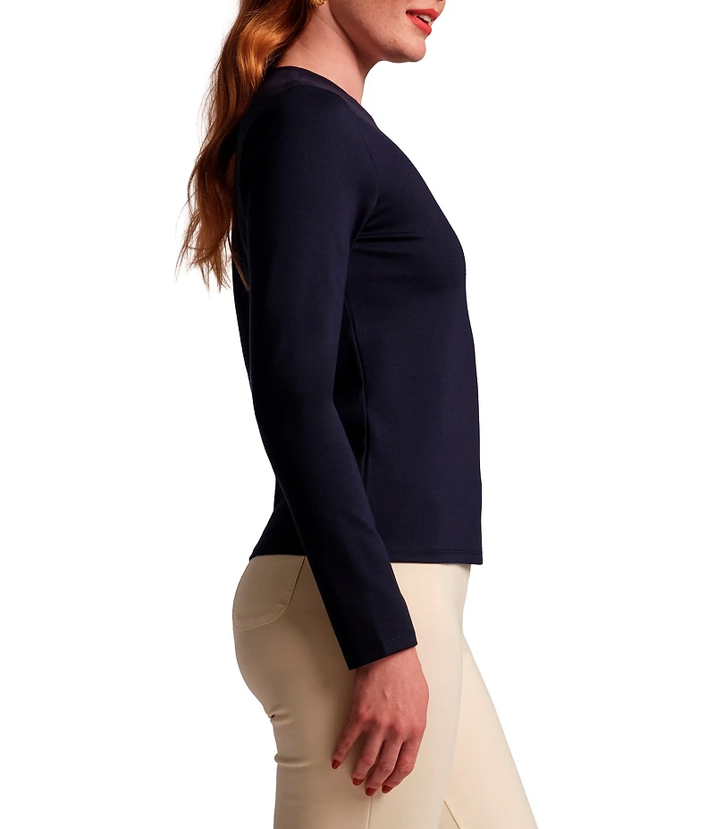 FRANCES VALENTINE Stretch Knit Crew Neck Long Sleeve Ballet Top