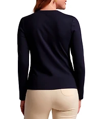 FRANCES VALENTINE Stretch Knit Crew Neck Long Sleeve Ballet Top