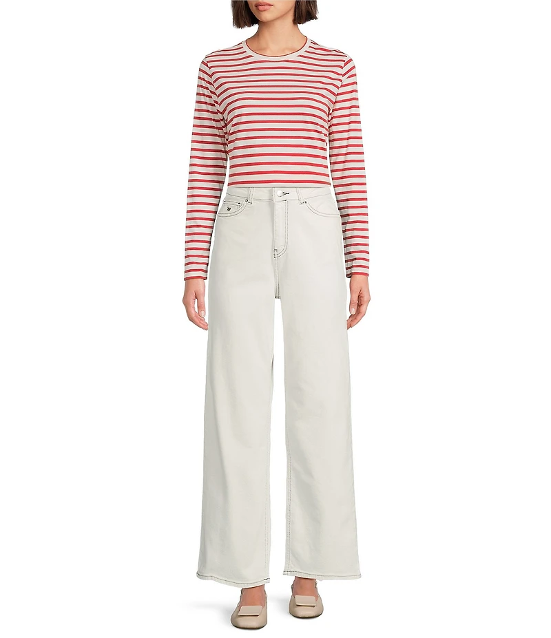 FRANCES VALENTINE Stripe Knit Crew Neck Long Sleeve Tee