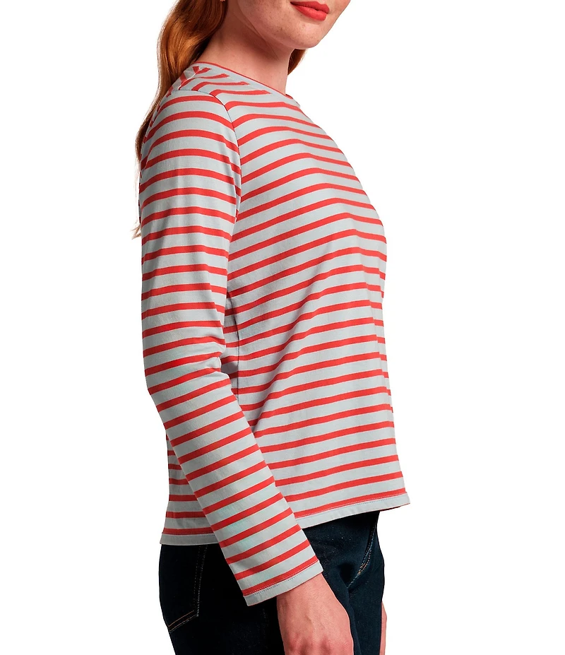 FRANCES VALENTINE Stripe Knit Crew Neck Long Sleeve Tee