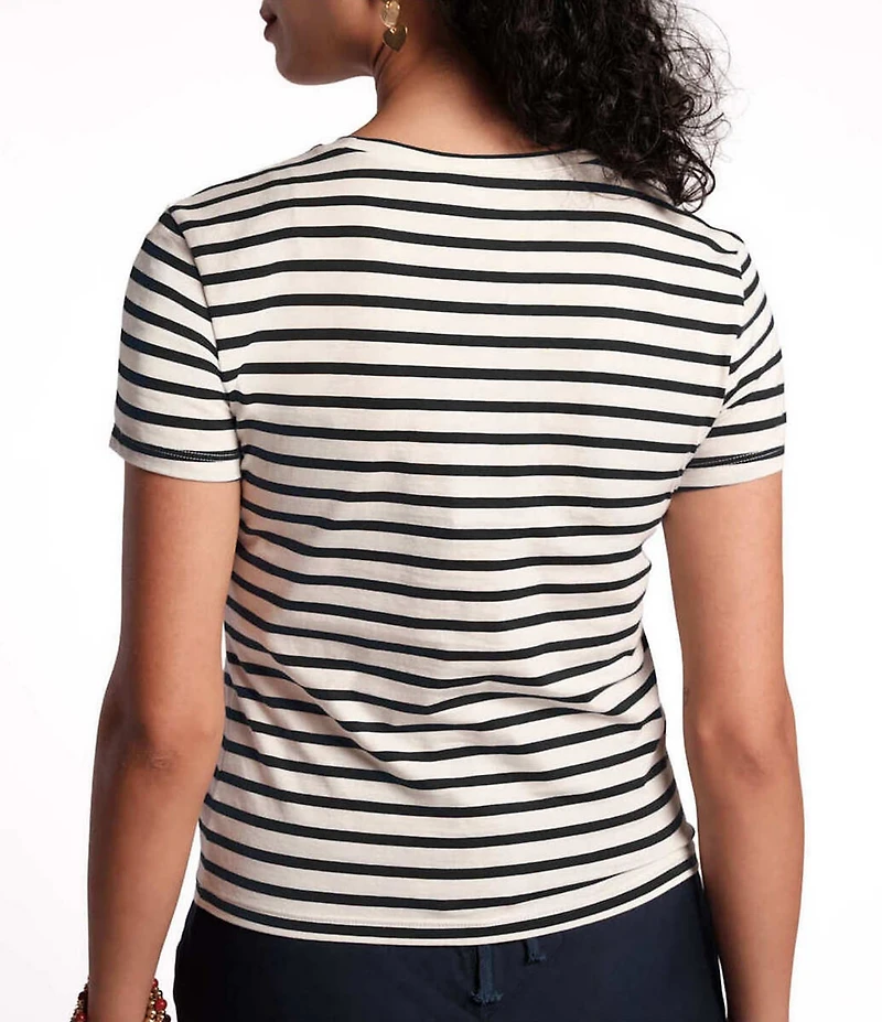 Frances Valentine Stripe Print Super Crew Neck Short Sleeve Tee