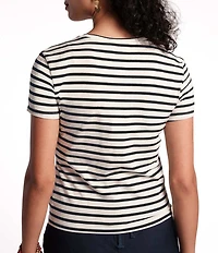 Frances Valentine Stripe Print Super Crew Neck Short Sleeve Tee
