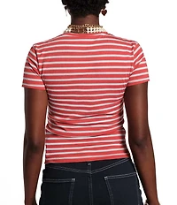 Frances Valentine Stripe Print Super Crew Neck Short Sleeve Tee