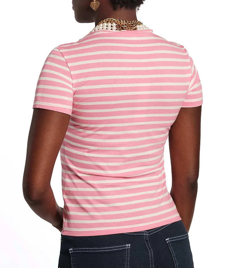 Frances Valentine Stripe Print Super Crew Neck Short Sleeve Tee