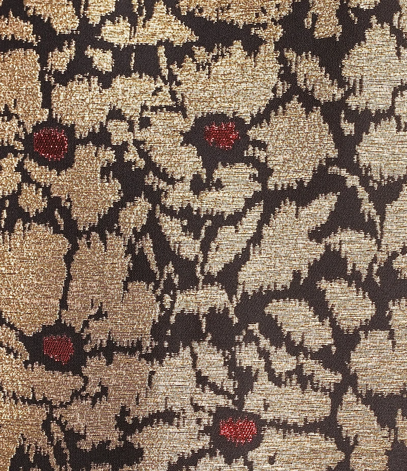 FRANCES VALENTINE Susie Winter Anemone Floral Metallic Jacquard Mandarin Collar Sleeveless Jacket Vest