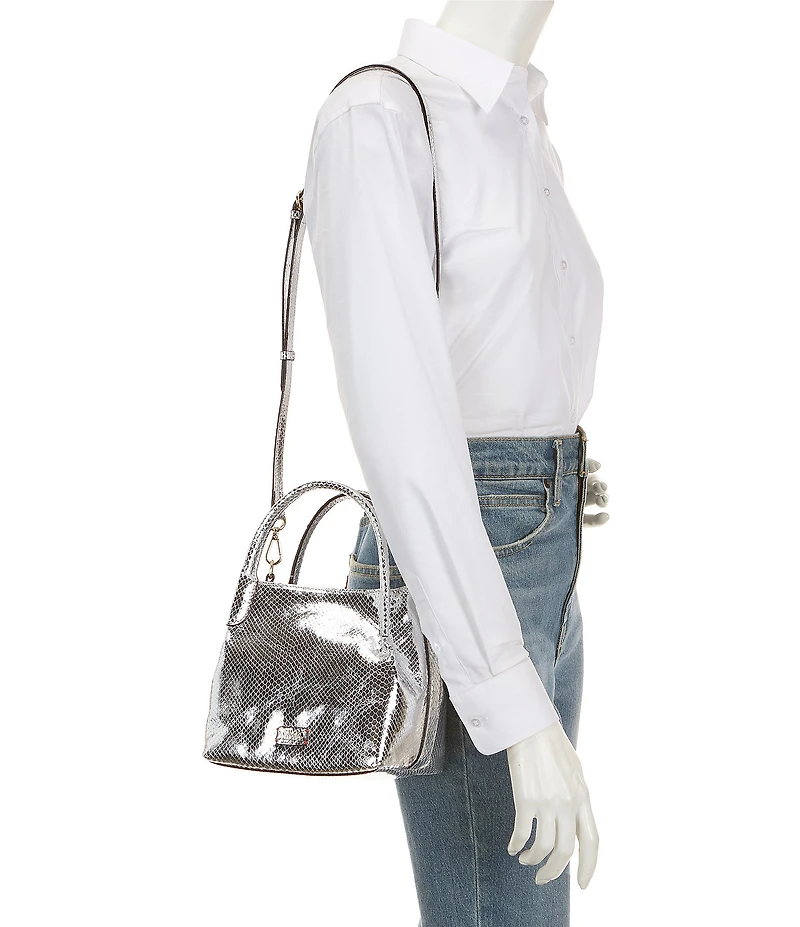 FRANCES VALENTINE Teeny Sweet Pea Metallic Snake Leather Satchel Bag