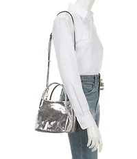 FRANCES VALENTINE Teeny Sweet Pea Metallic Snake Leather Satchel Bag