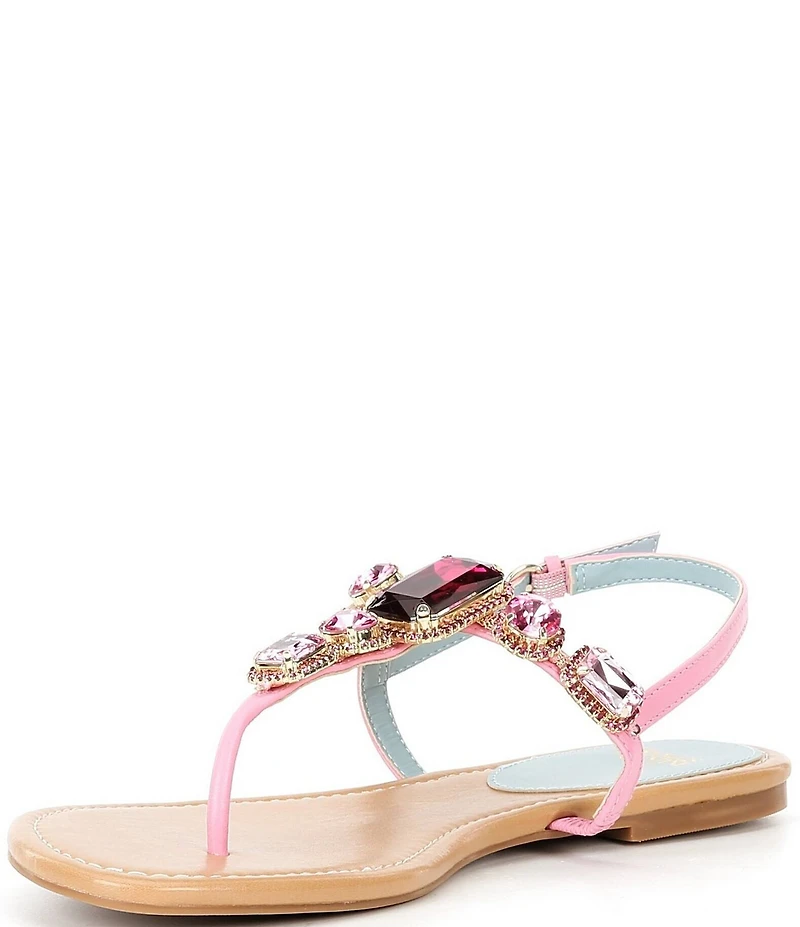 FRANCES VALENTINE Tillie Jewel Ornamented Flat T-Strap Sandals