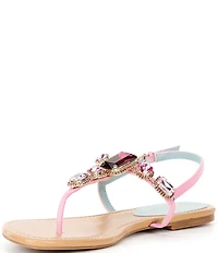 FRANCES VALENTINE Tillie Jewel Ornamented Flat T-Strap Sandals