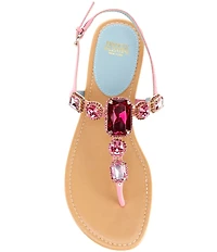FRANCES VALENTINE Tillie Jewel Ornamented Flat T-Strap Sandals