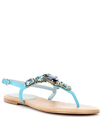 FRANCES VALENTINE Tillie Jewel Ornamented Flat T-Strap Sandals