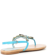 FRANCES VALENTINE Tillie Jewel Ornamented Flat T-Strap Sandals