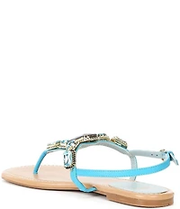 FRANCES VALENTINE Tillie Jewel Ornamented Flat T-Strap Sandals
