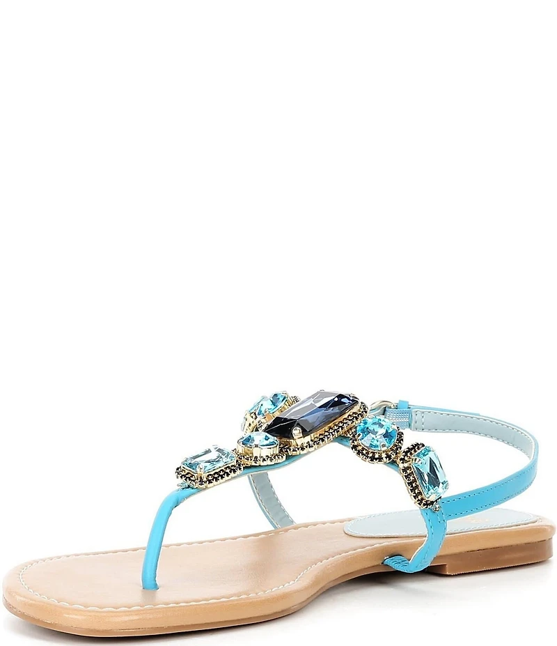 FRANCES VALENTINE Tillie Jewel Ornamented Flat T-Strap Sandals