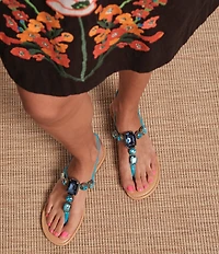 FRANCES VALENTINE Tillie Jewel Ornamented Flat T-Strap Sandals