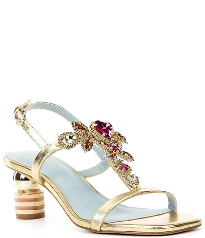 FRANCES VALENTINE Venus Jewel Ornamented Slingback Block Heel Sandals