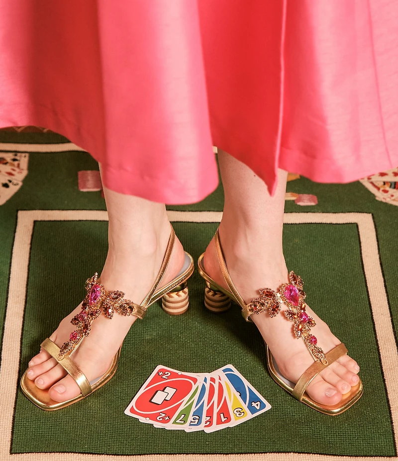 FRANCES VALENTINE Venus Jewel Ornamented Slingback Block Heel Sandals