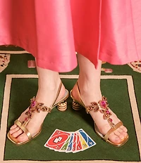 FRANCES VALENTINE Venus Jewel Ornamented Slingback Block Heel Sandals