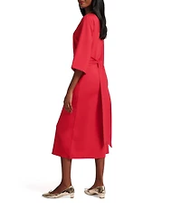 FRANCES VALENTINE Whitney Boat Neck 3/4 Sleeve Wrap Dress