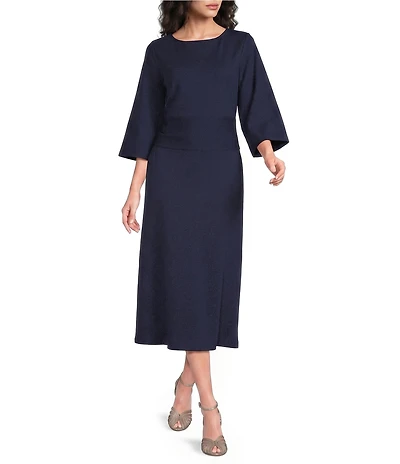 FRANCES VALENTINE Whitney Boat Neck 3/4 Sleeve Wrap Dress