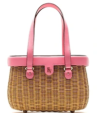 FRANCES VALENTINE Willow Wicker Basket Satchel Bag
