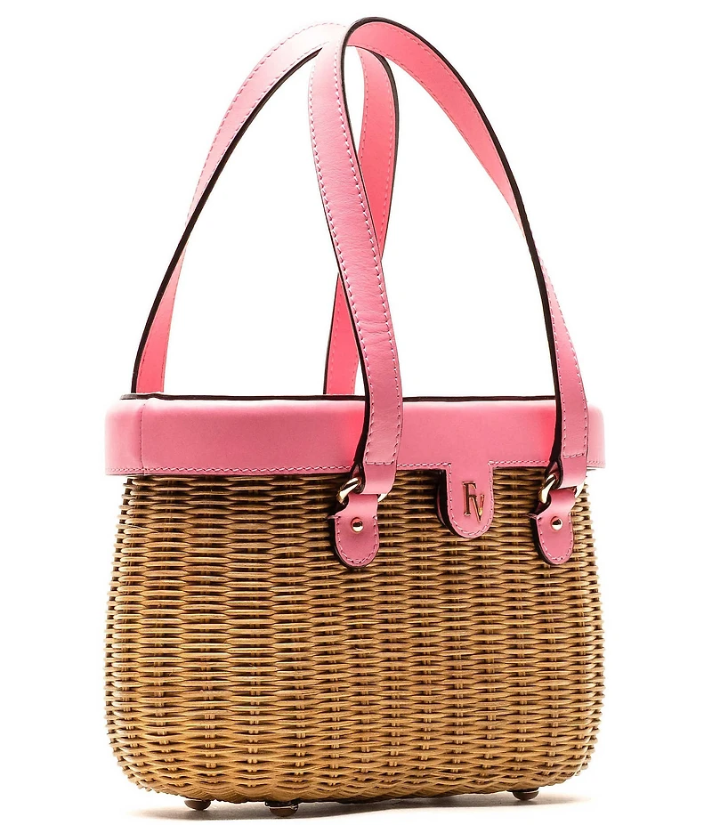 FRANCES VALENTINE Willow Wicker Basket Satchel Bag