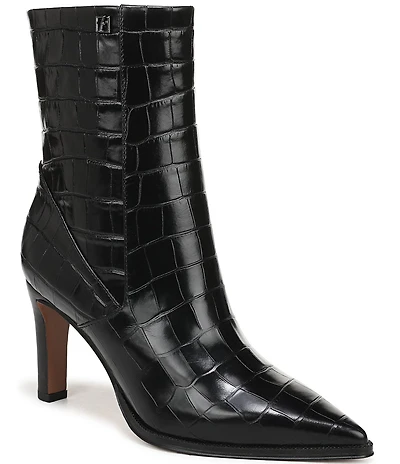 Franco Sarto Appia Croco Embossed Leather Dress Booties