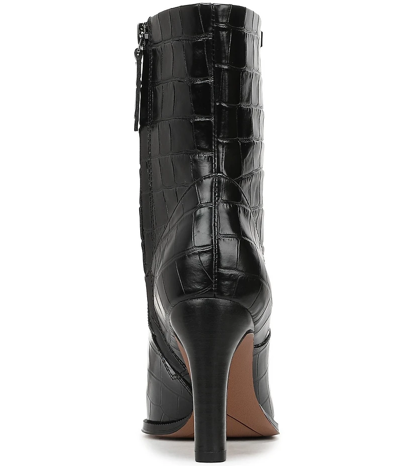 Franco Sarto Appia Croco Embossed Leather Dress Booties