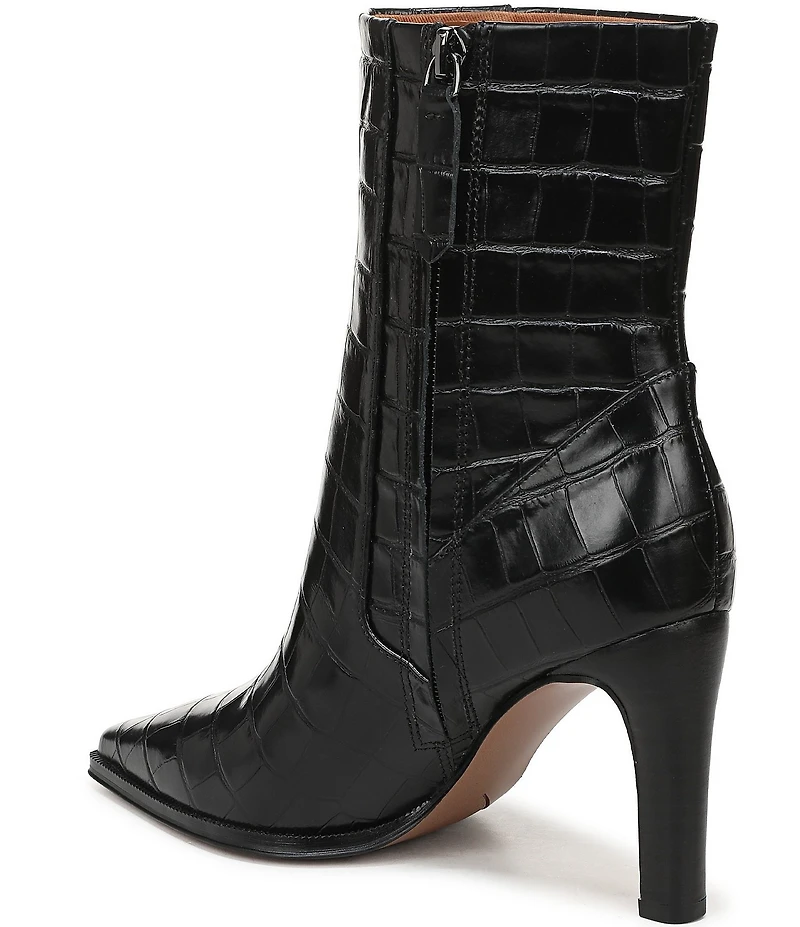 Franco Sarto Appia Croco Embossed Leather Dress Booties