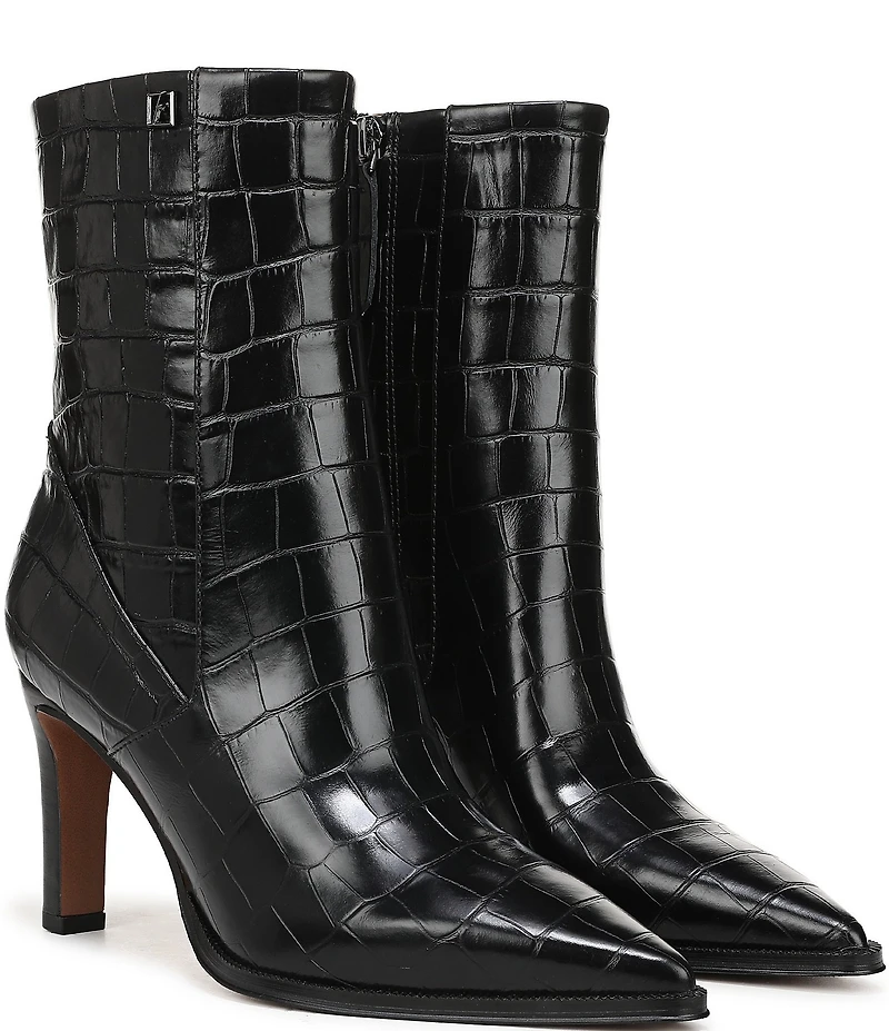Franco Sarto Appia Croco Embossed Leather Dress Booties
