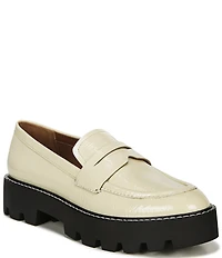 Franco Sarto Balin Crinkle Patent Platform Lug Sole Penny Loafers