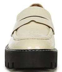 Franco Sarto Balin Crinkle Patent Platform Lug Sole Penny Loafers