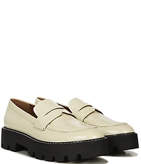 Franco Sarto Balin Crinkle Patent Platform Lug Sole Penny Loafers