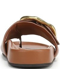 Franco Sarto Brianka Leather Abstract Buckle Toe Loop Sandals