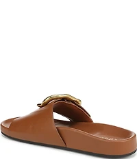 Franco Sarto Brianka Leather Abstract Buckle Toe Loop Sandals