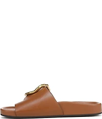 Franco Sarto Brianka Leather Abstract Buckle Toe Loop Sandals