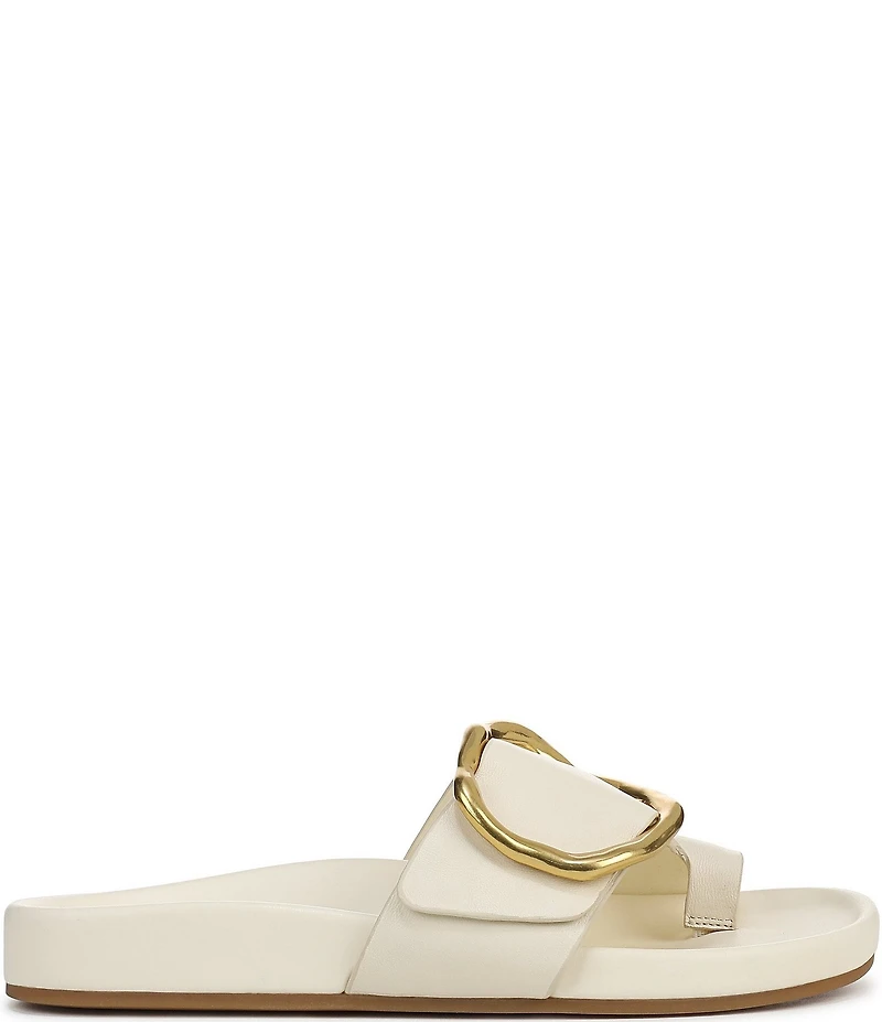 Franco Sarto Brianka Leather Abstract Buckle Toe Loop Sandals